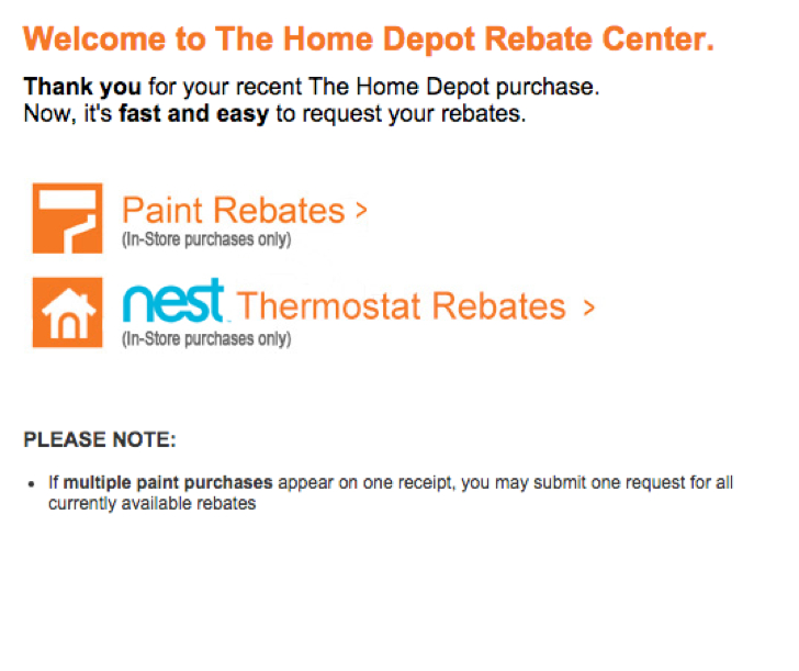 Home Depot Online Rebate Center