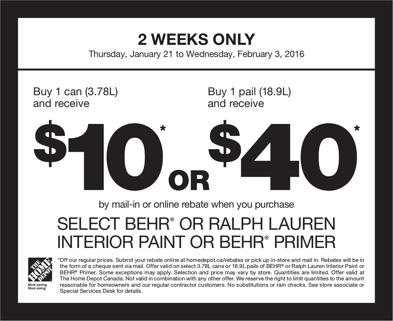 Home Depot Paint Rebate Details