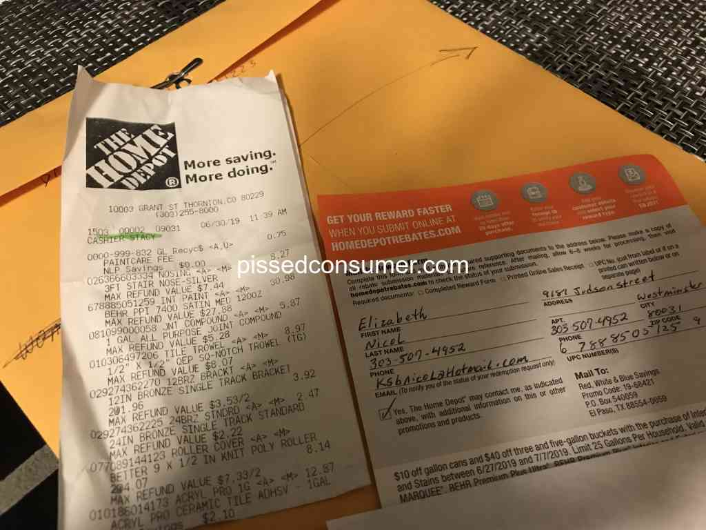 Home Depot Rebate Fax