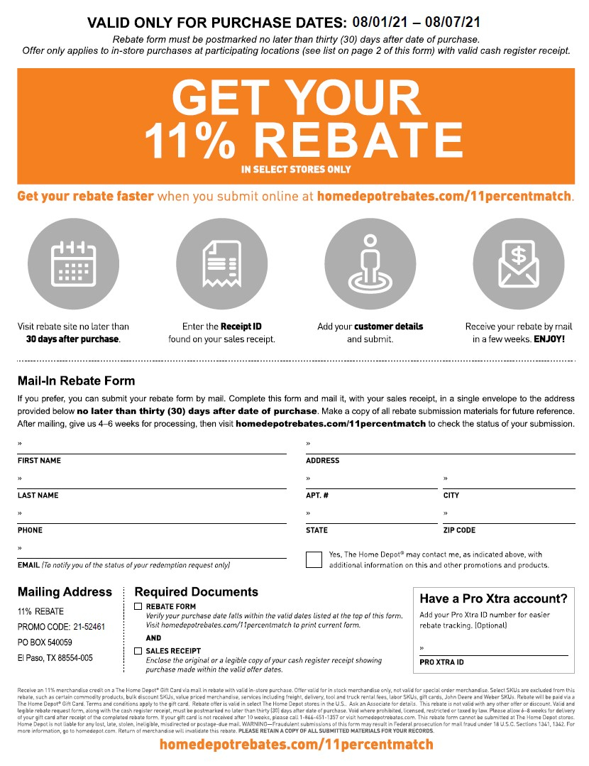 Home Depot John Deere Rebate Form