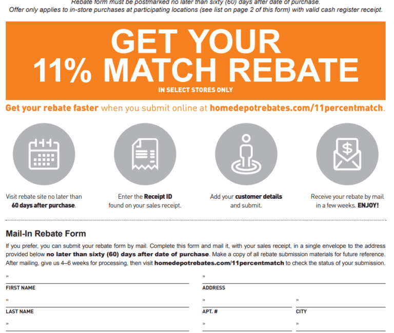 Home Depot Rebate Form